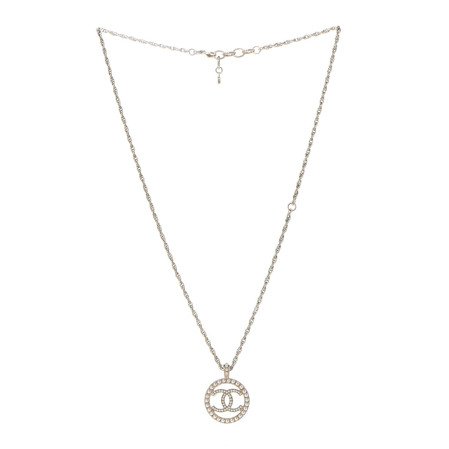 Chanel Pearl CC Round Pendant Necklace Gold 3 of 7