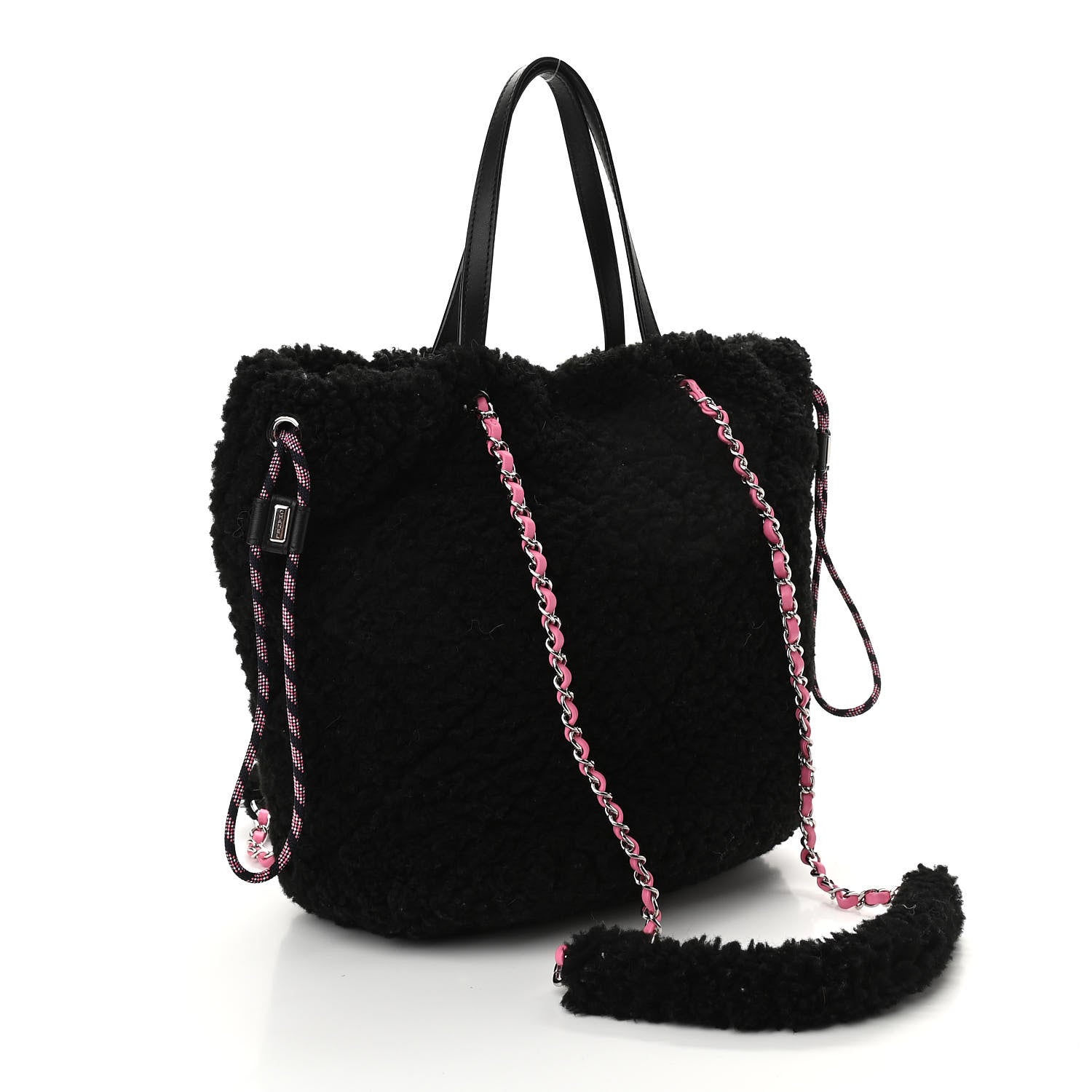 Chanel Shearling Sheepskin Large Coco Neige Tote Black 3 of 10