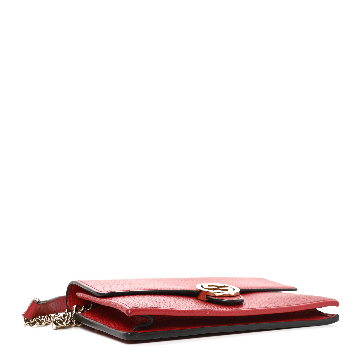 Dollar Calfskin Interlocking G Chain Wallet Red