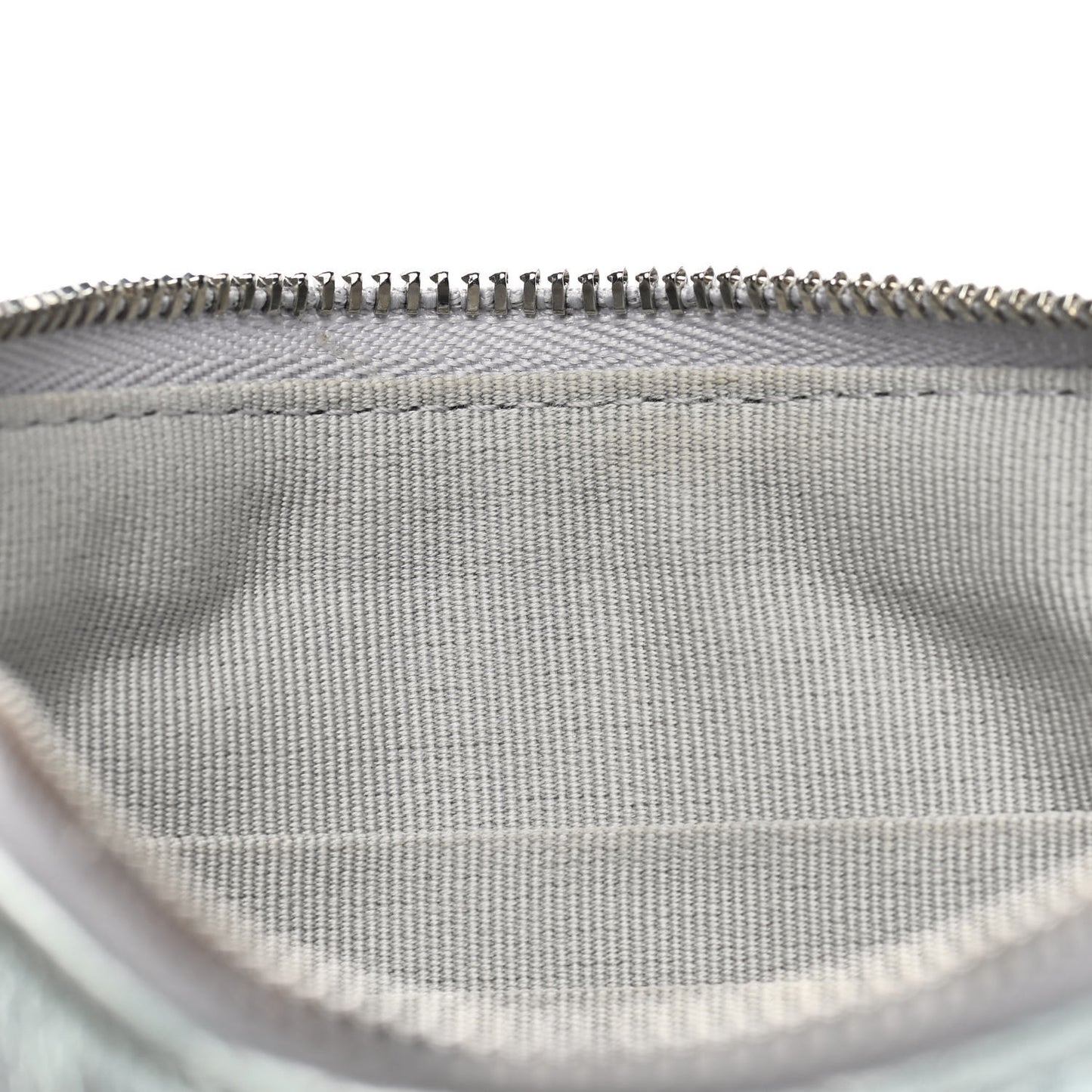 Gradient Metallic Calfskin Quilted Cosmetic Case Silver Blue Yellow Purple