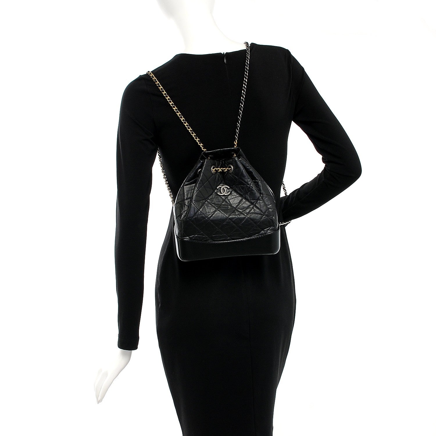 Chanel Aged Calfskin Quilted Gabrielle Backpack Black 2 of 8