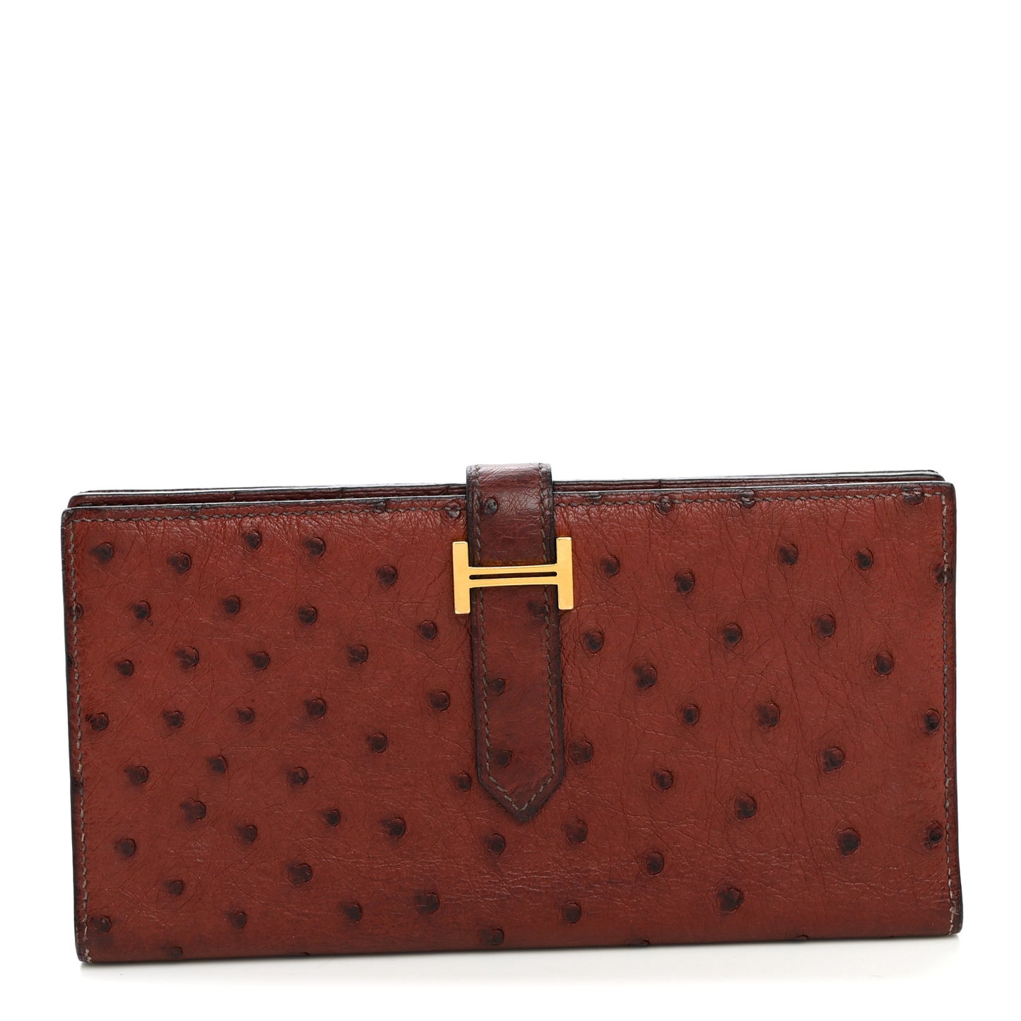 Ostrich Bearn Wallet Rouge H