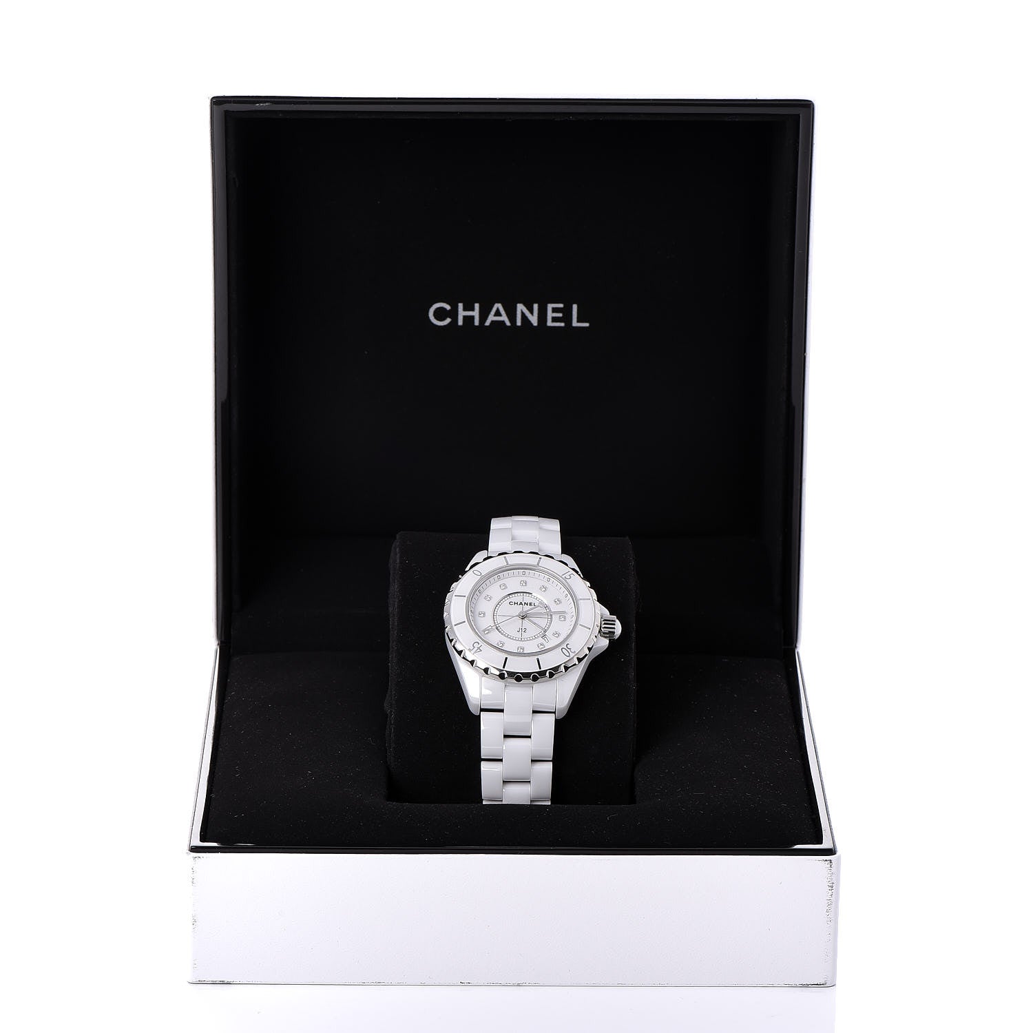 Chanel Stainless Steel Ceramic Diamond 33mm J12 Quartz Watch White 7 of 7