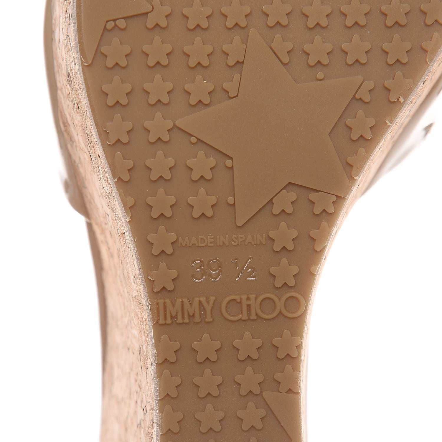 Jimmy Choo Patent Calfskin Cork Perfume Wedge Sandals 39.5 Nude 8 of 10