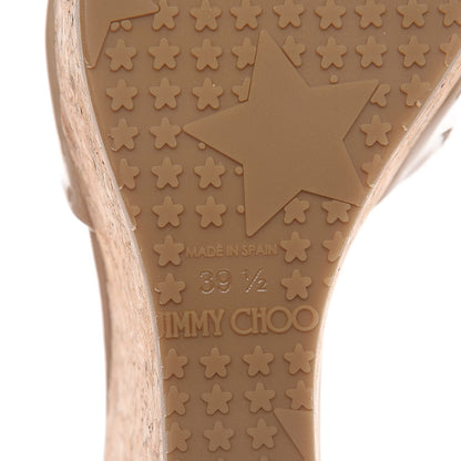 Jimmy Choo Patent Calfskin Cork Perfume Wedge Sandals 39.5 Nude 8 of 10