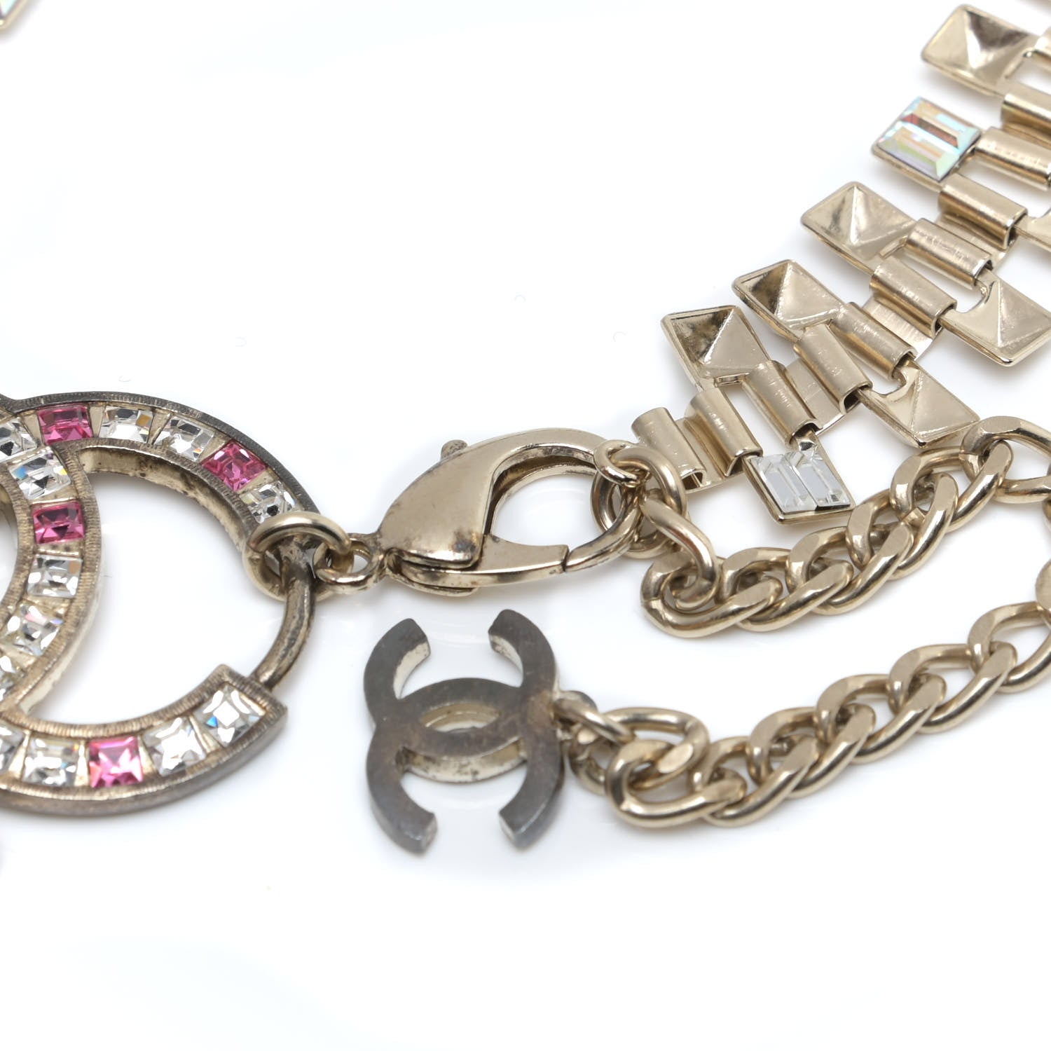 Chanel Crystal Baguette CC Belt 85 Gold Pink 3 of 9
