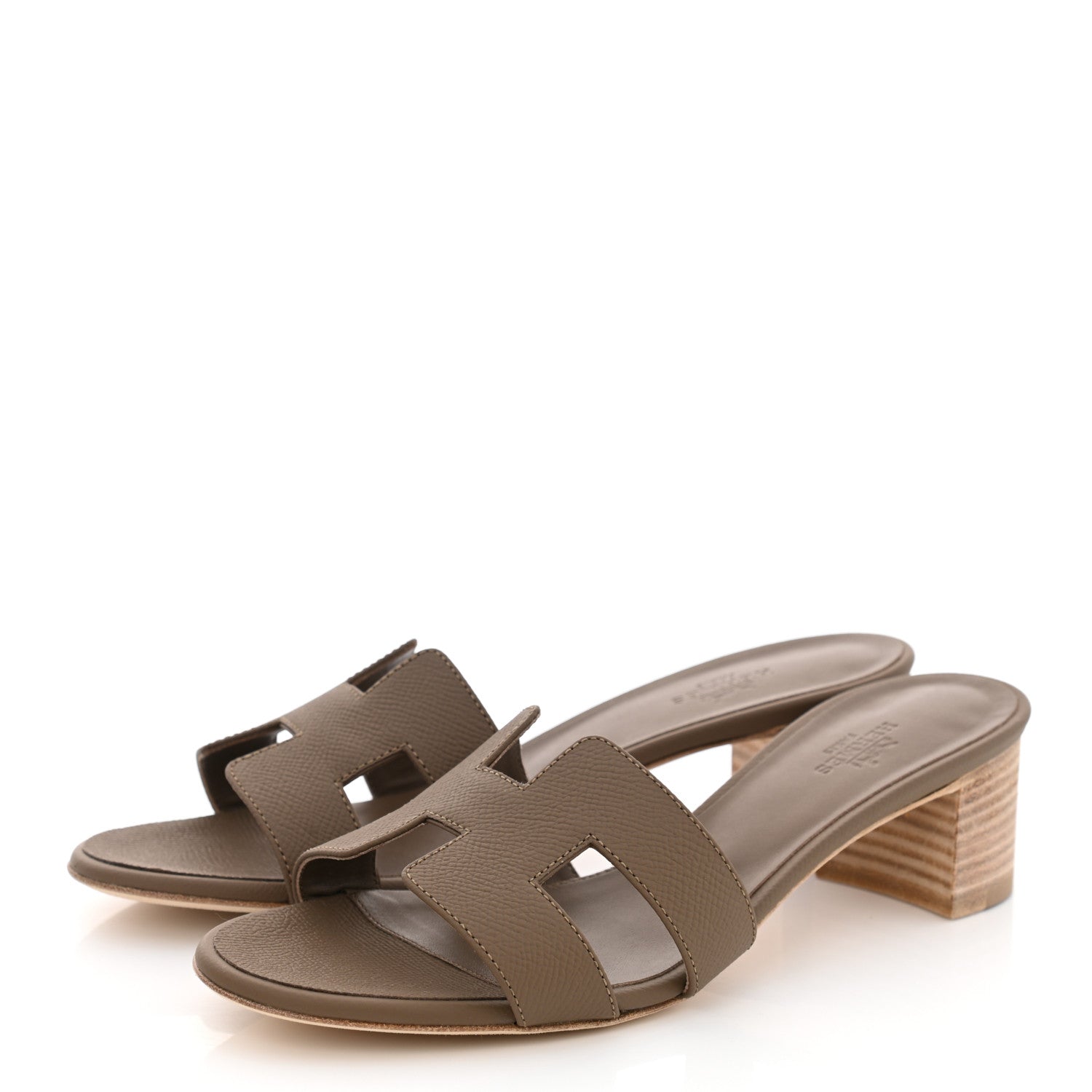 Hermes Epsom Oasis Sandals 37.5 Etoupe 3 of 9