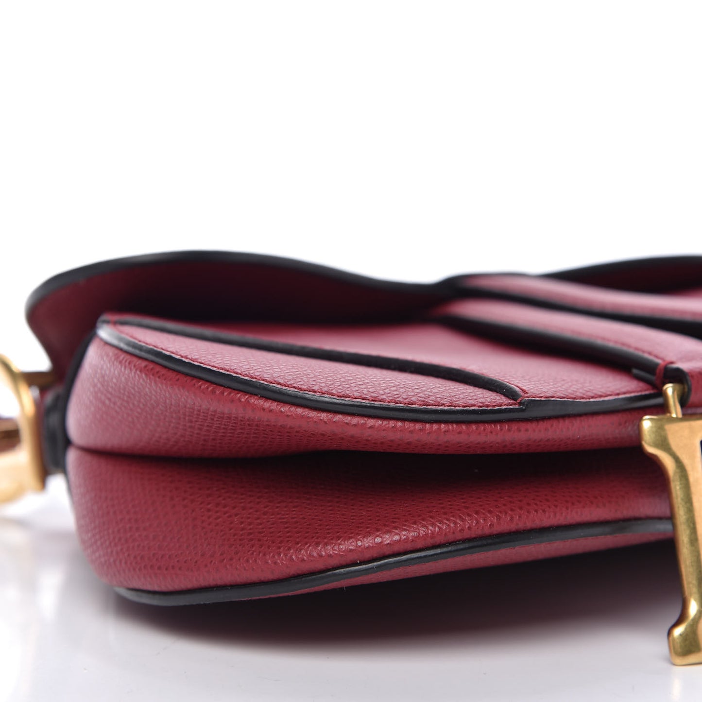 Grained Calfskin Mini Saddle Bag Red