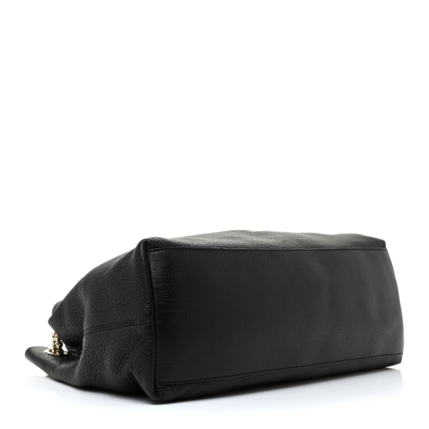 Pebbled Calfskin Medium Soho Chain Shoulder Bag Black