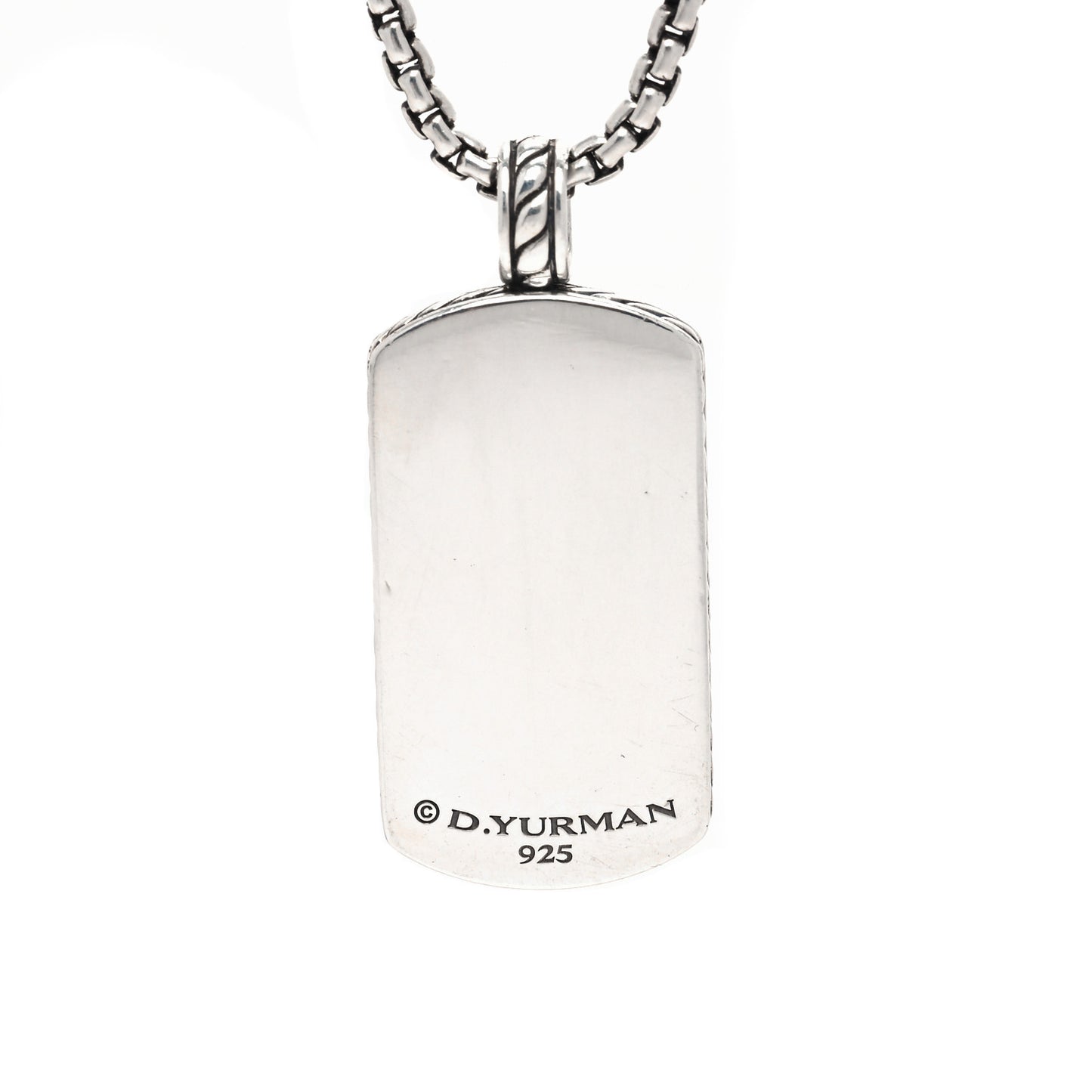 Sterling Silver Tiger Eye Dog Tag Pendant Necklace