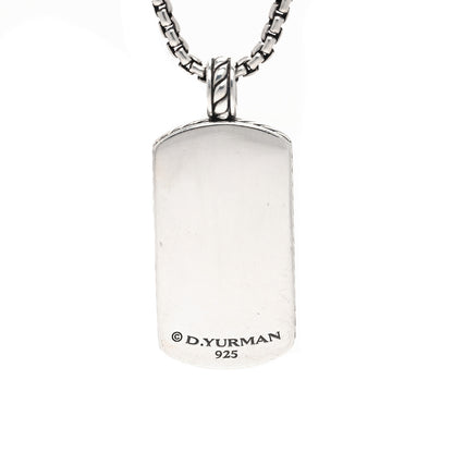 David Yurman Sterling Silver Tiger Eye Dog Tag Pendant Necklace 5 of 6