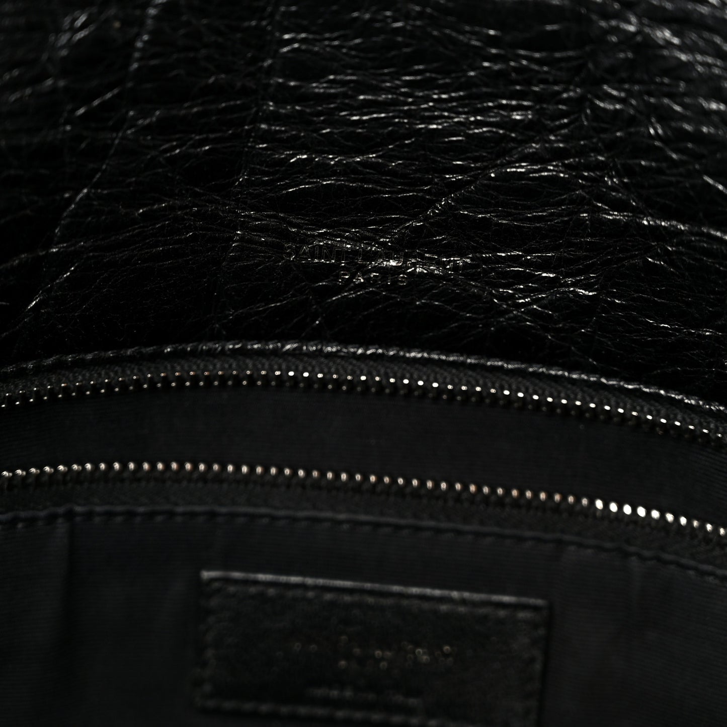 Crinkled Calfskin Matelasse Monogram Large Niki Chain Satchel Black