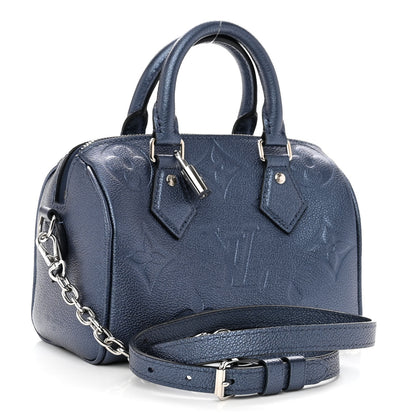 Louis Vuitton Metallic Empreinte Monogram Giant Speedy Bandouliere 20 Navy Nacre 3 of 9