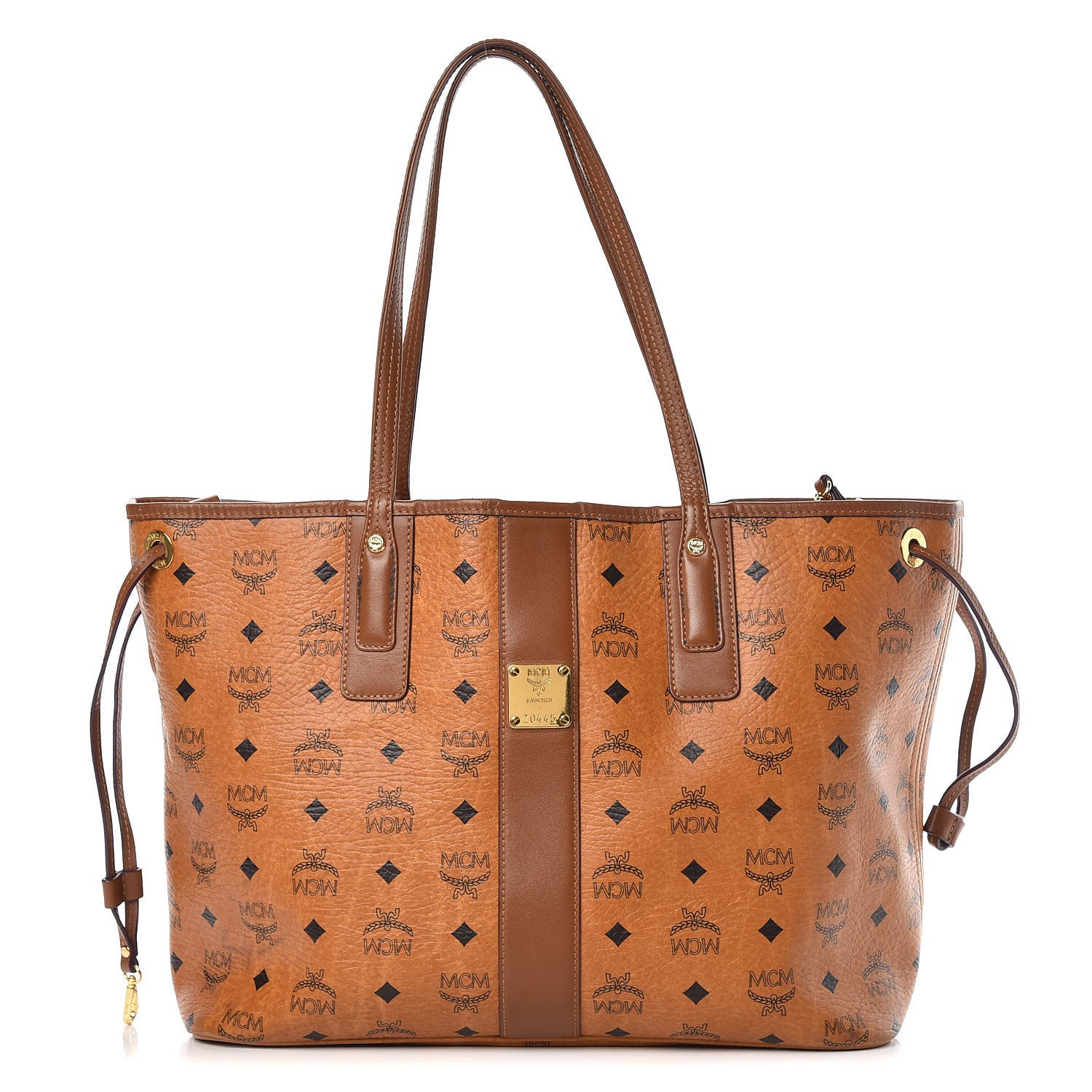 MCM Visetos Medium Liz Reversible Shopper Tote Cognac 1 of 27