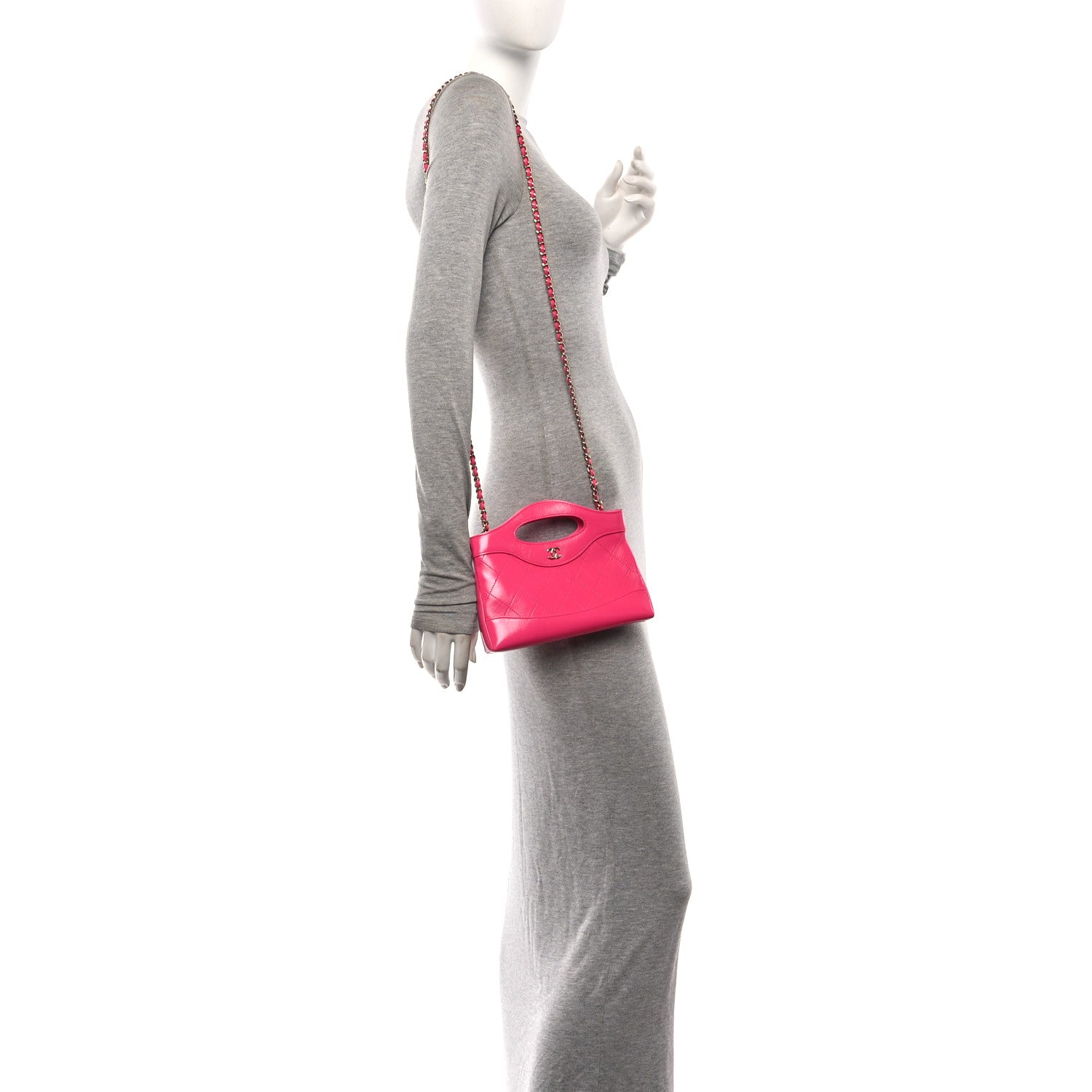 Chanel Shiny Crumpled Calfskin Quilted Nano 31 Shopping Bag Pink 2 of 11