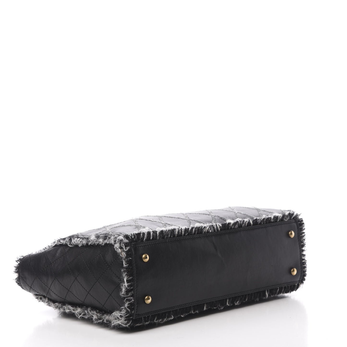 Tweed Calfskin Tweedy Shopping Tote Black