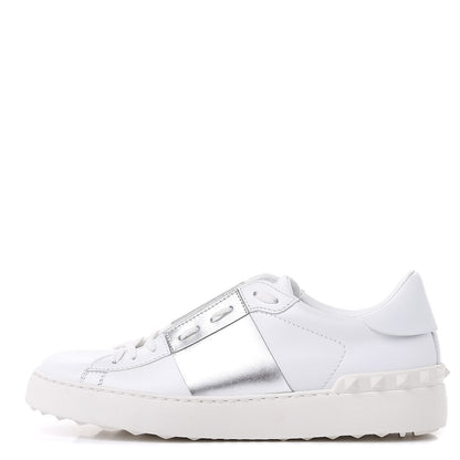 Valentino Garavani Calfskin Rockstud Open Sneakers 40 White Pewter 1 of 9