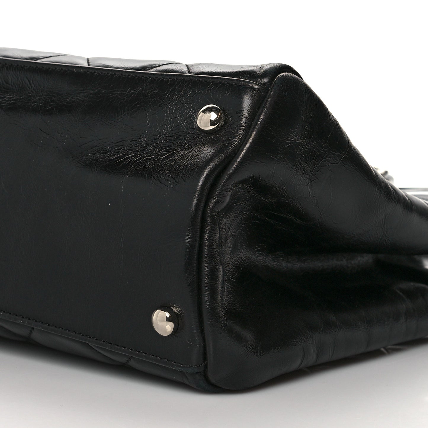 Glazed Calfskin Quilted Small CC Delivery Tote Black