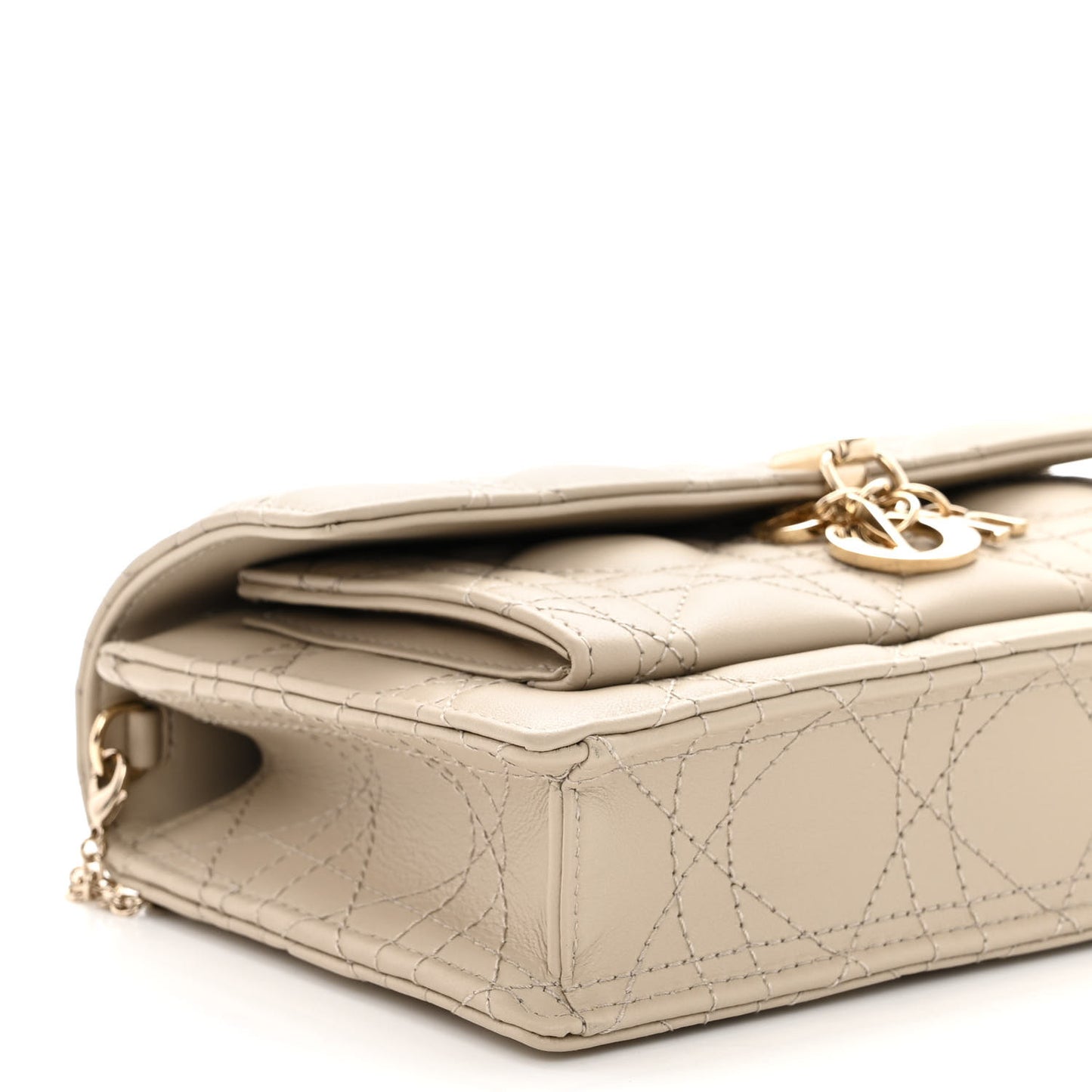 Lambskin Cannage Miss Dior Chain Pouch Sand