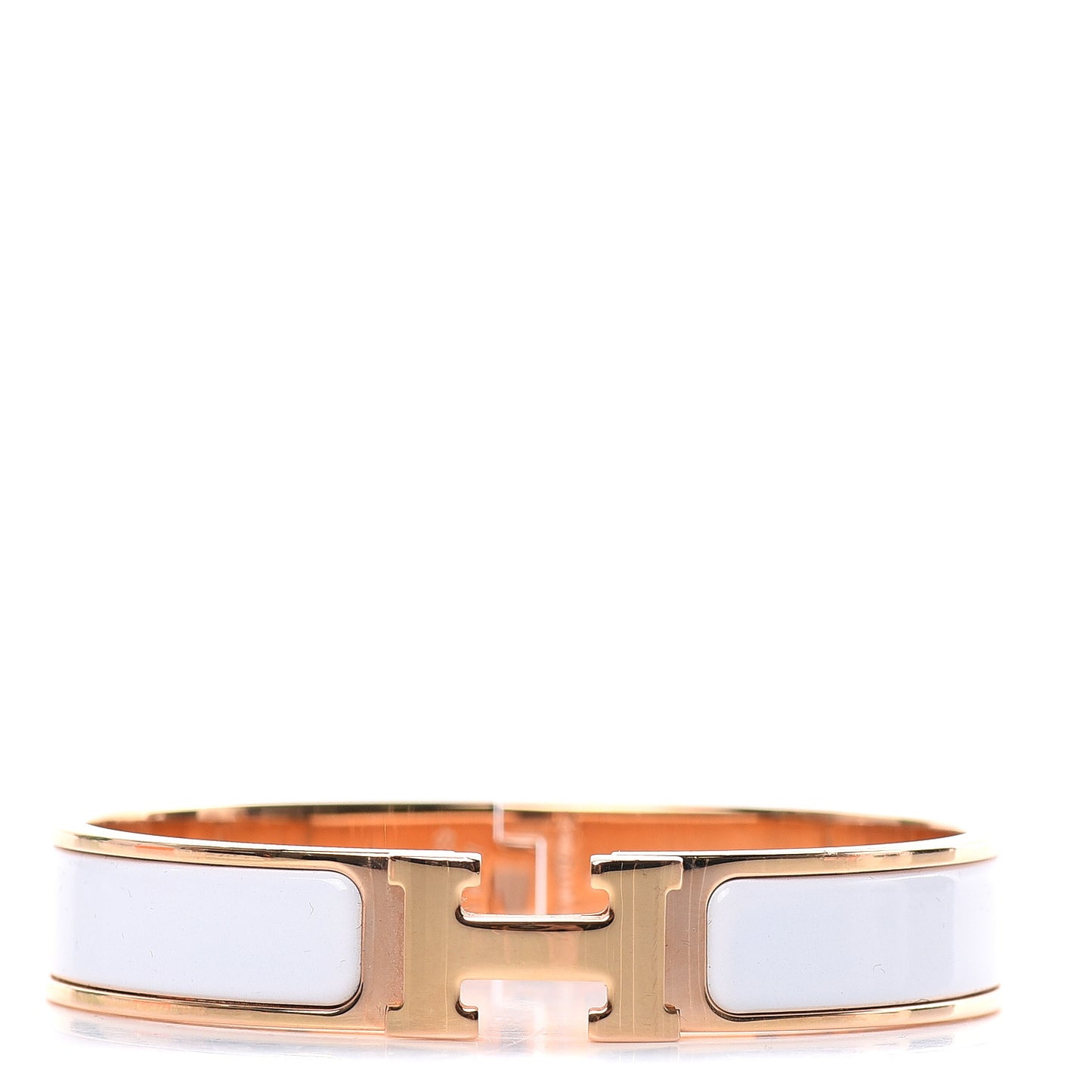 Enamel Narrow Clic Clac H Bracelet GM White