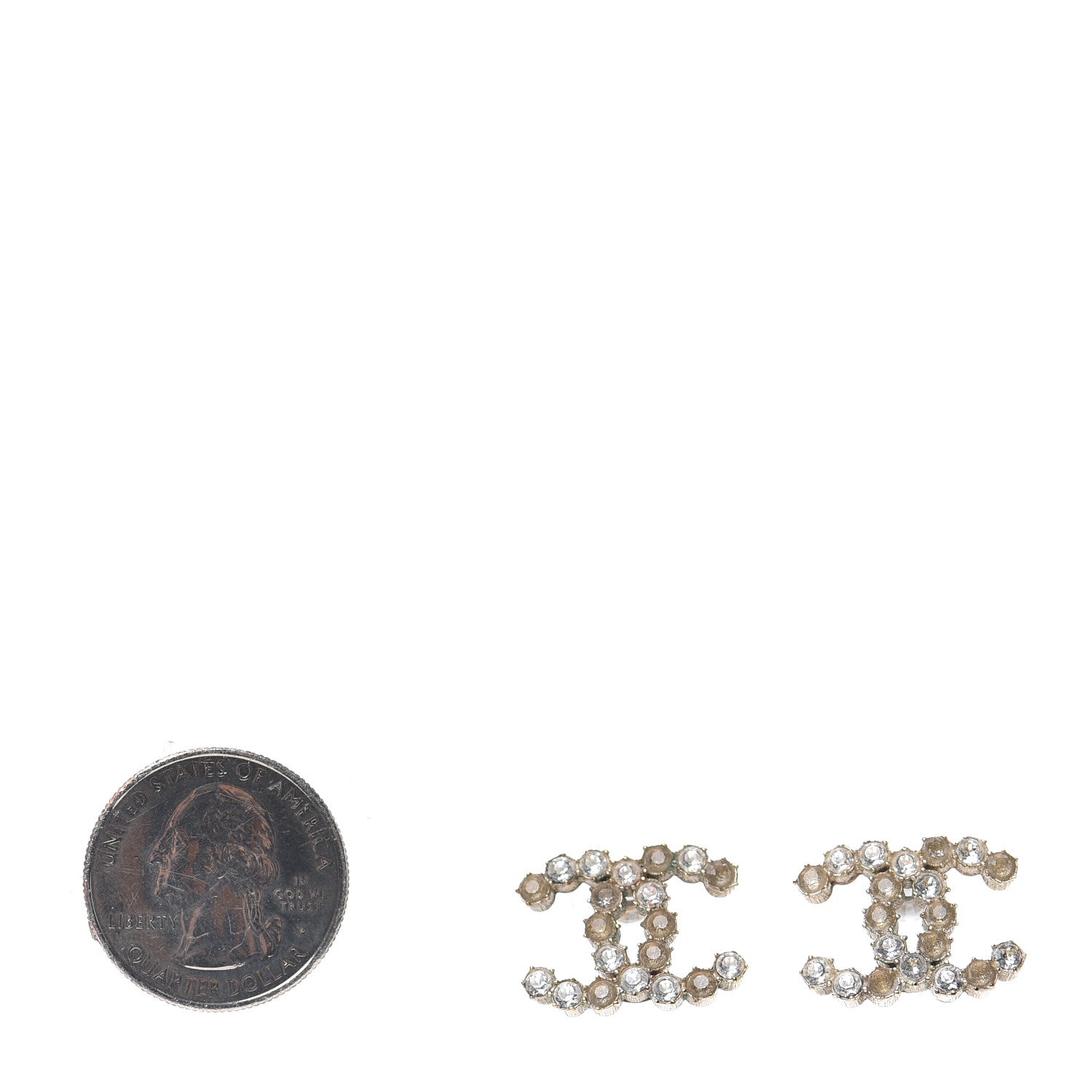 Chanel Crystal Poured Glass CC Earrings Gold Brown 2 of 4