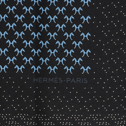Hermes Silk Indian Horse Pocket Square Anthracite Ciel Gris 2 of 5