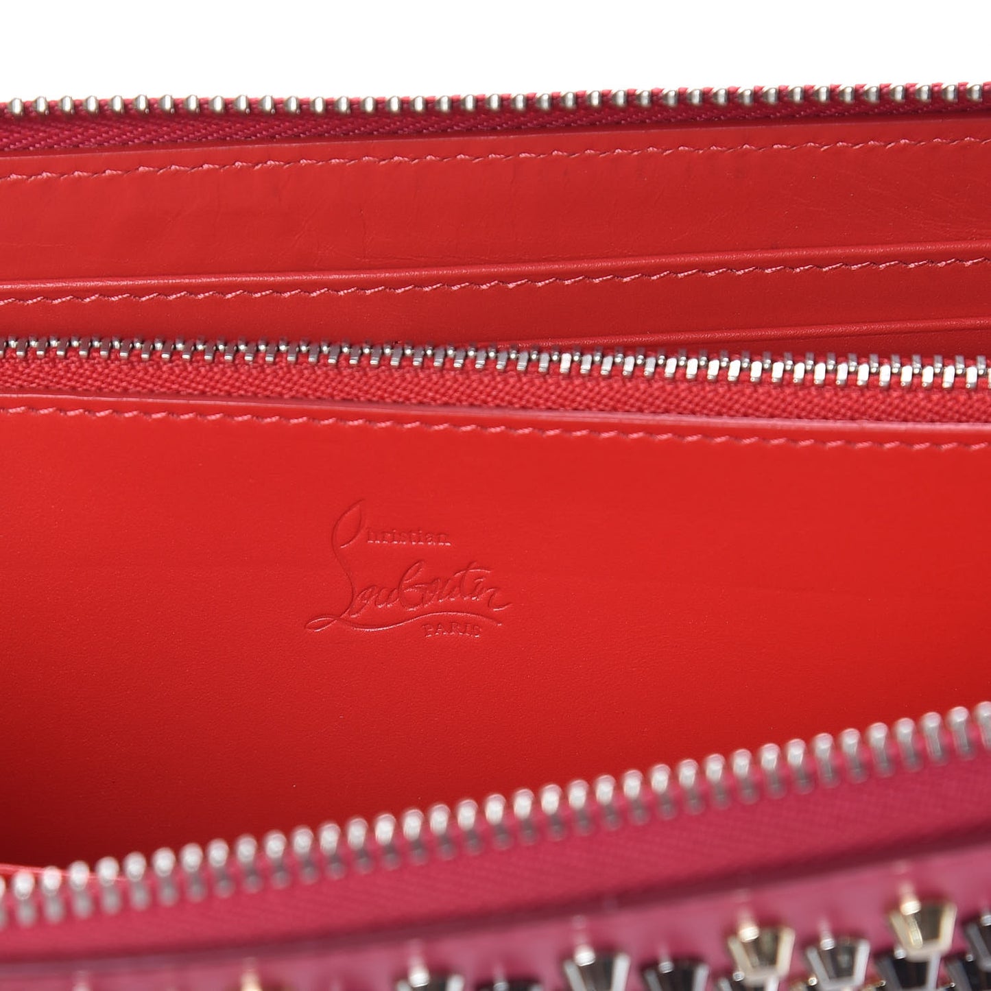 Calfskin Panettone Spiked Zip Around Wallet Rosa