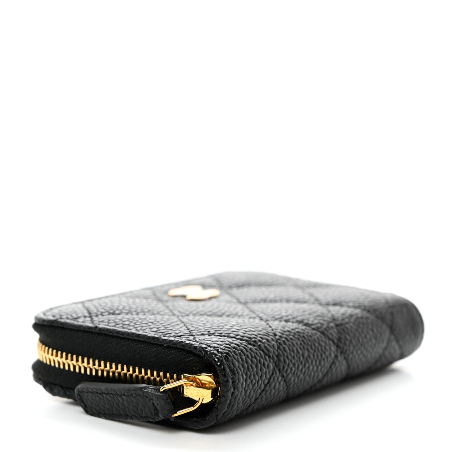 Caviar Quilted Zip Coin Purse Black