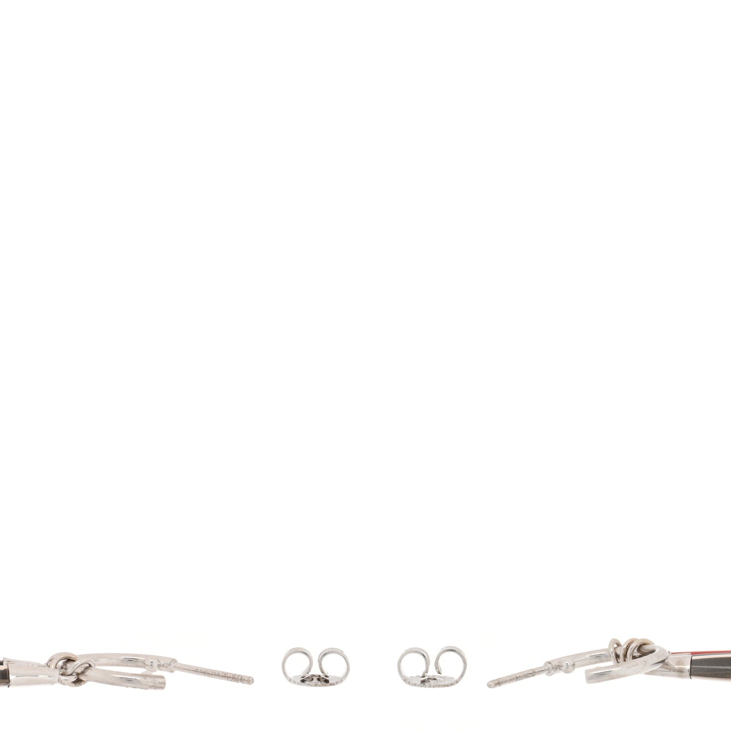 18K White Gold Smoky Quartz Carnelian Hematine Feather Drop Earrings