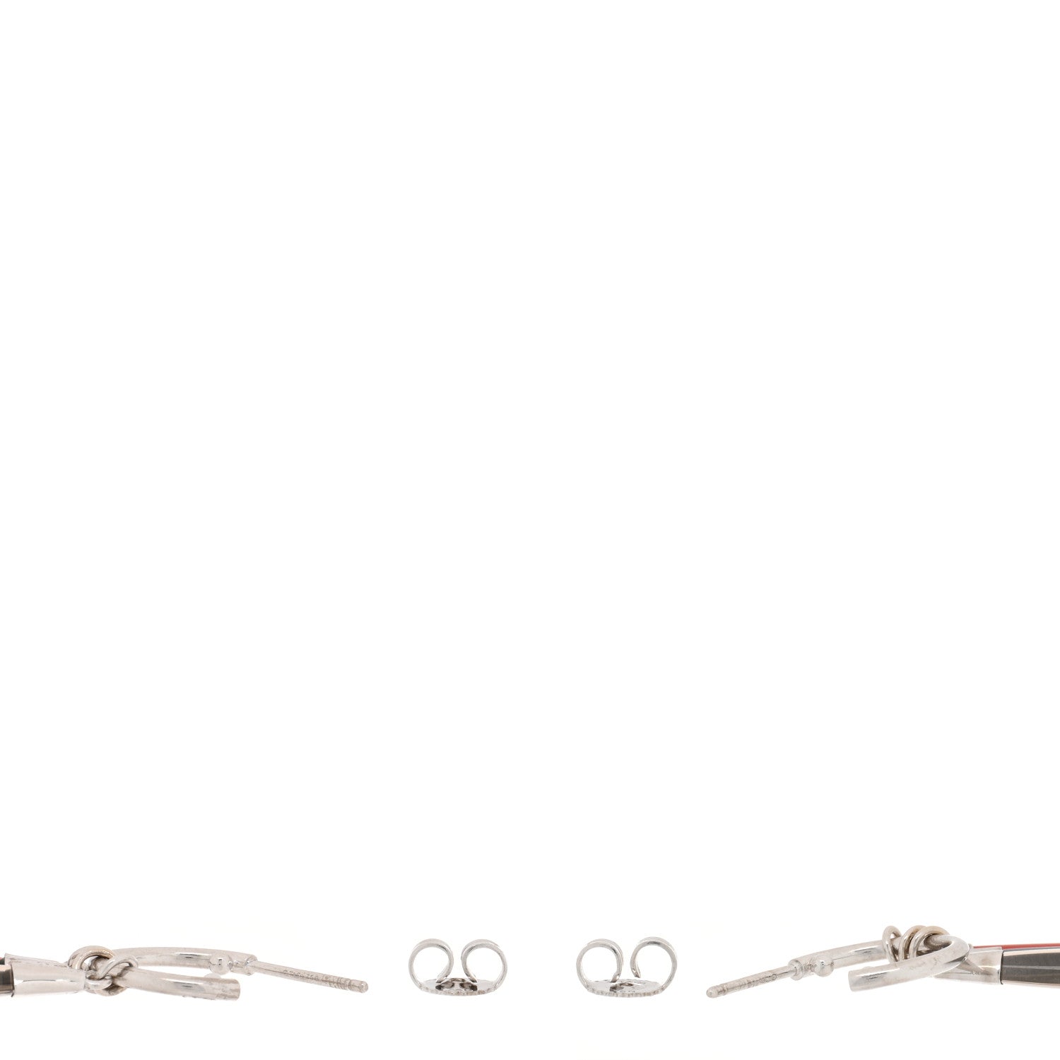 Tiffany 18K White Gold Smoky Quartz Carnelian Hematine Feather Drop Earrings 3 of 4