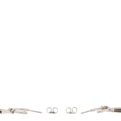 Tiffany 18K White Gold Smoky Quartz Carnelian Hematine Feather Drop Earrings 3 of 4