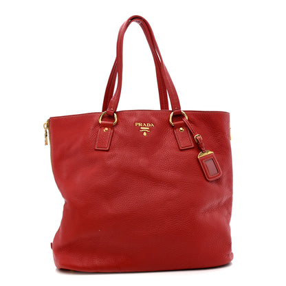 Prada Vitello Daino Side Zip Shopper Tote Fuoco 1 of 11
