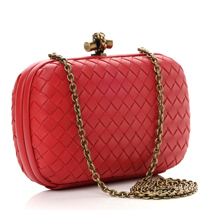 Bottega Veneta Nappa Intrecciato Chain Knot Clutch China Red 3 of 11