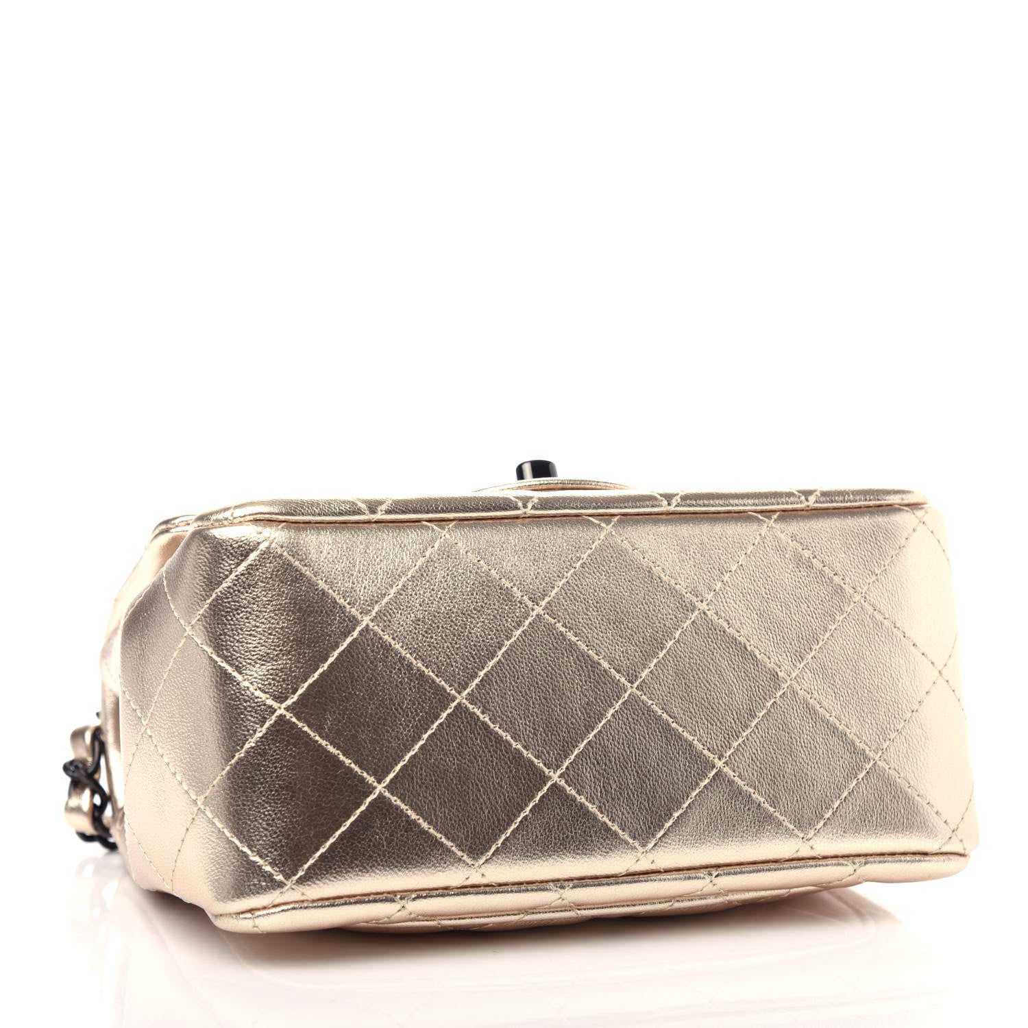 Chanel Metallic Lambskin Quilted Mini Square Flap Gold Black 4 of 11