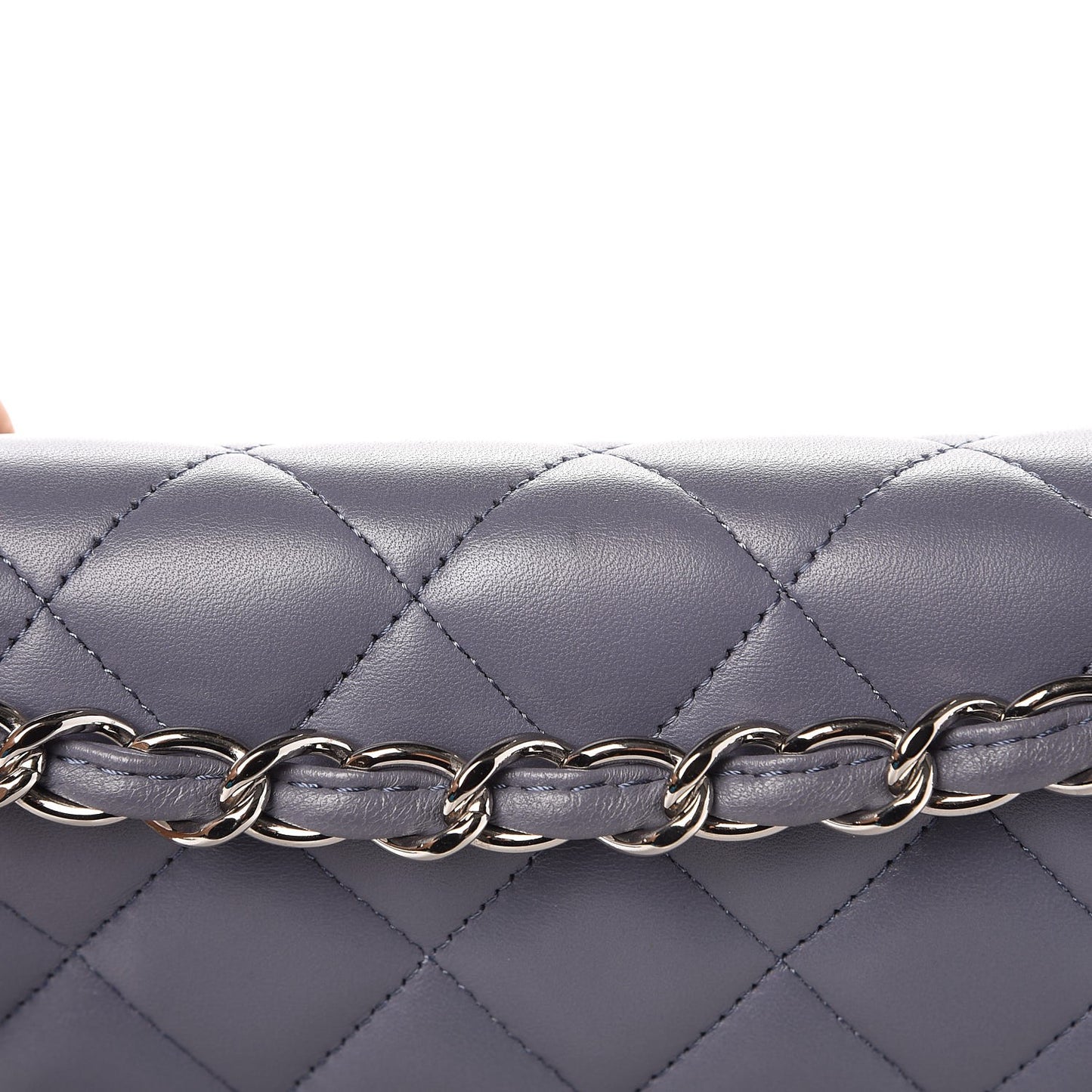 Lambskin Quilted Maxi Double Flap Grey