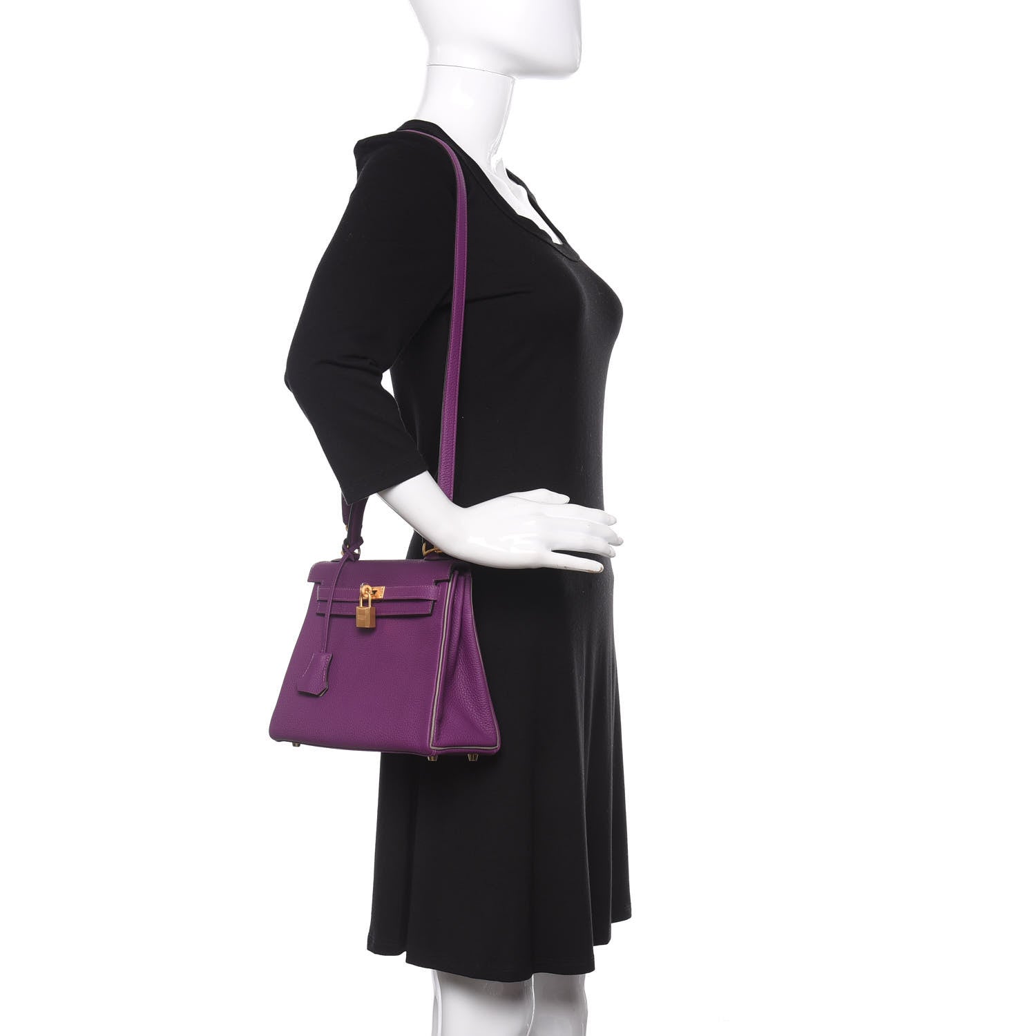 Hermes Togo Horseshoe Kelly Retourne 25 Anemone Gris Asphalte 2 of 12