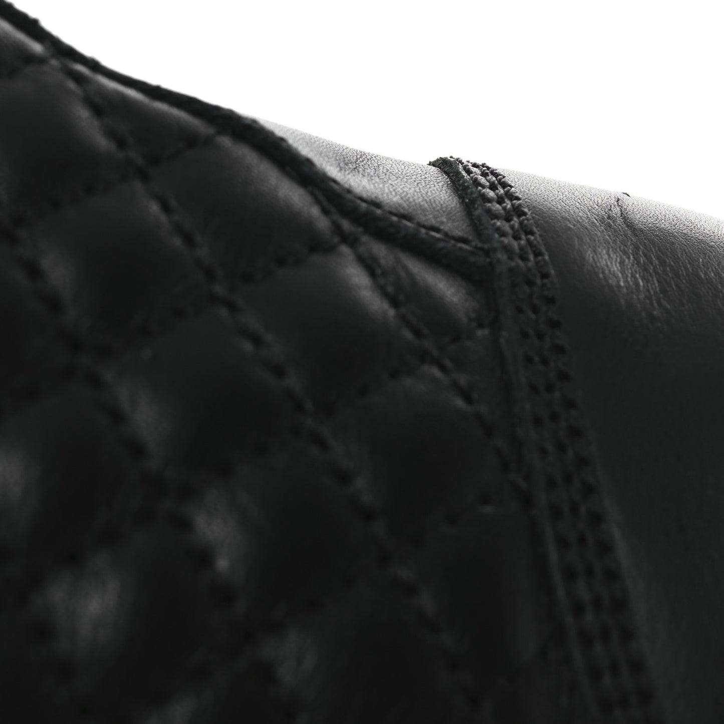 Calfskin Quilted Lace Up Combat Boots 37 Black