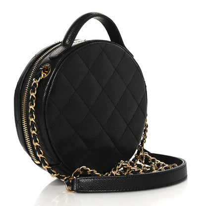 Chanel Caviar Quilted Small Round Vanity With Chain Black 3 of 9
