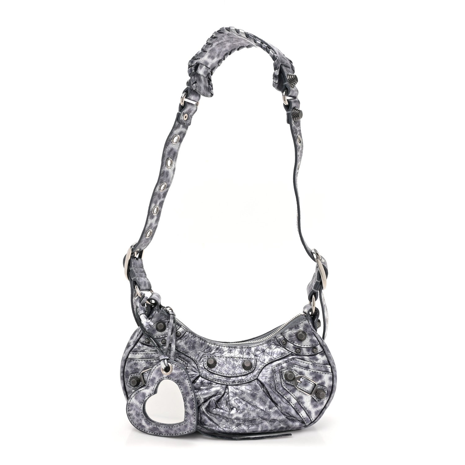 Balenciaga Metallic Agneau Arena Leopard Le Cagole Shoulder Bag XS Dark Grey 1 of 11