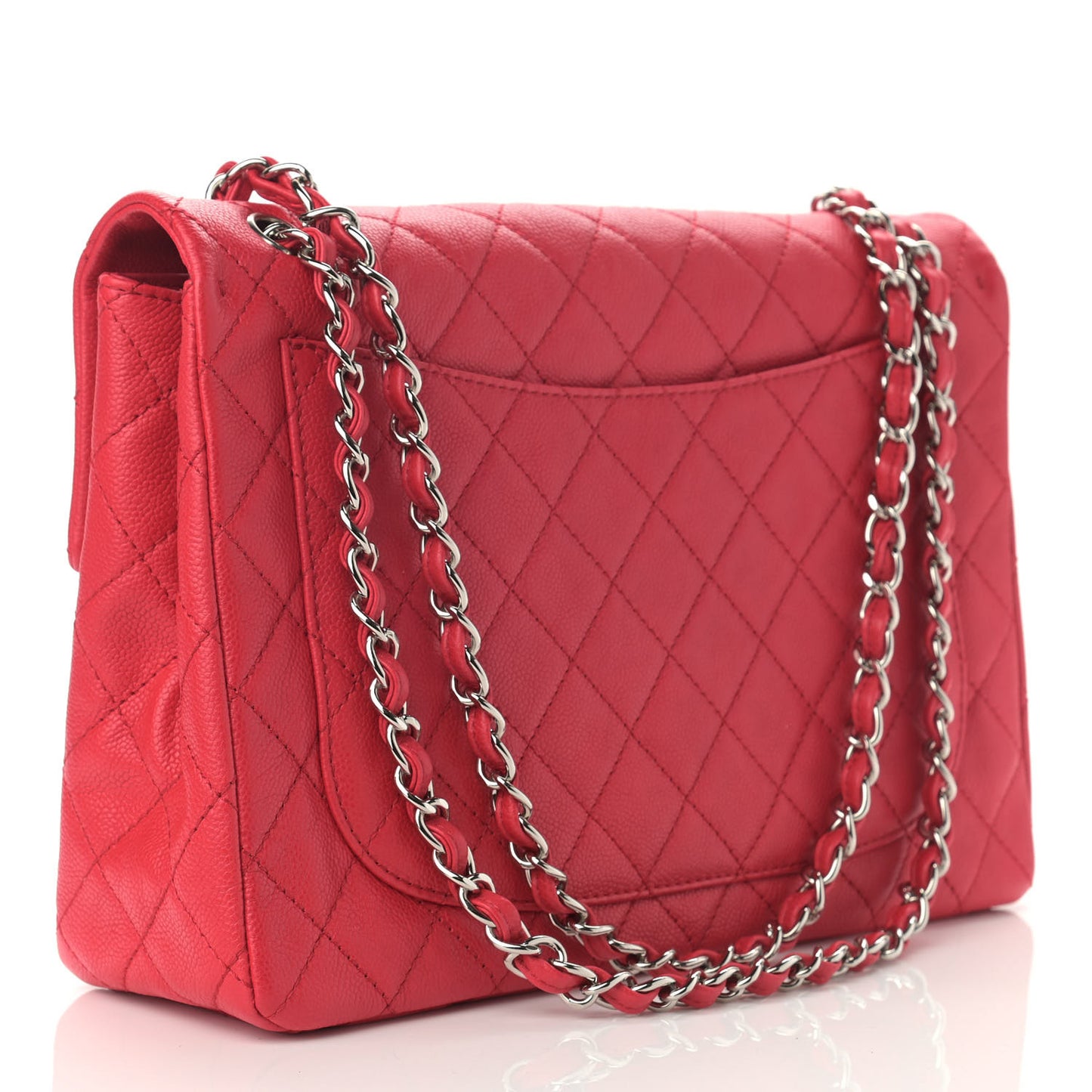 Washed Caviar Quilted Maxi Single Flap Fuchsia