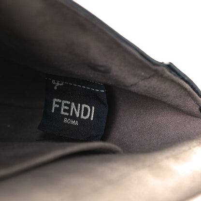 Fendi Vitello Grace Glazed Fabric FF 1974 Double F Shoulder Bag Black Mogano Panna 18 of 19