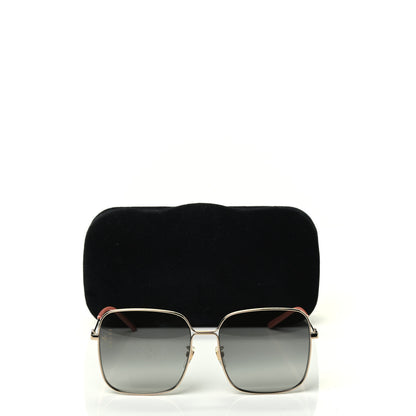 Gucci Metal Square Frame Sunglasses GG0443S Gold Grey 4 of 4