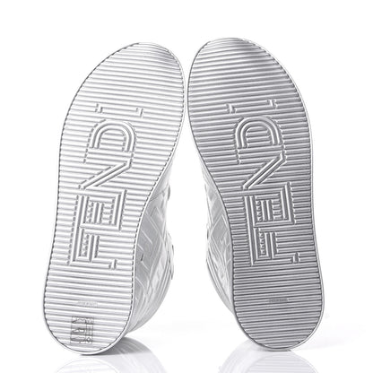 Fendi X NICKI MINAJ Metallic Nappa Macro FF Embossed Prints On High Top Sneakers 39 Silver 7 of 11