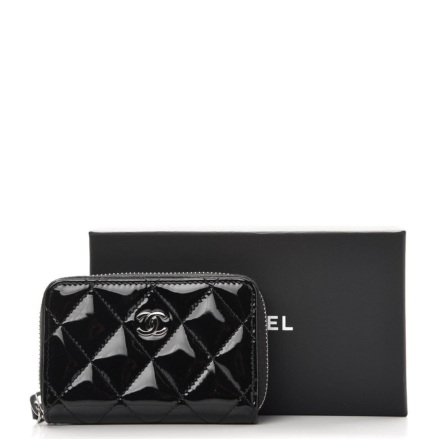 Chanel Patent Calfskin Quilted Zip Coin Purse Black 8 of 8