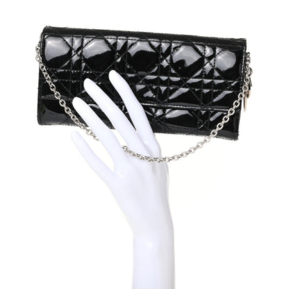 Christian Dior Patent Cannage Rendez-vous Chain Wallet Black 2 of 8