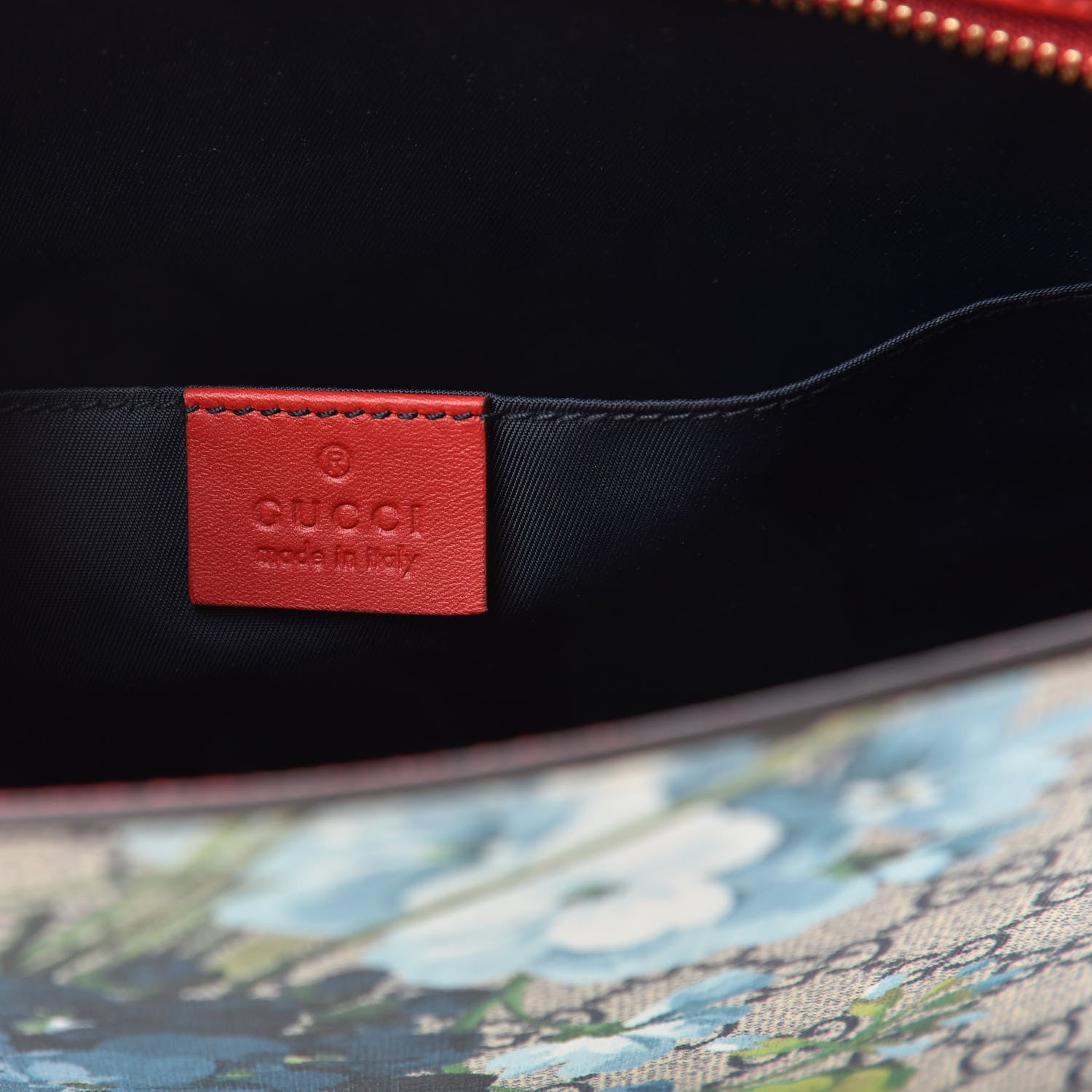 Gucci GG Supreme Monogram Blooms Large Cosmetic Case Beige Blue Navy Hibiscus Red 6 of 10