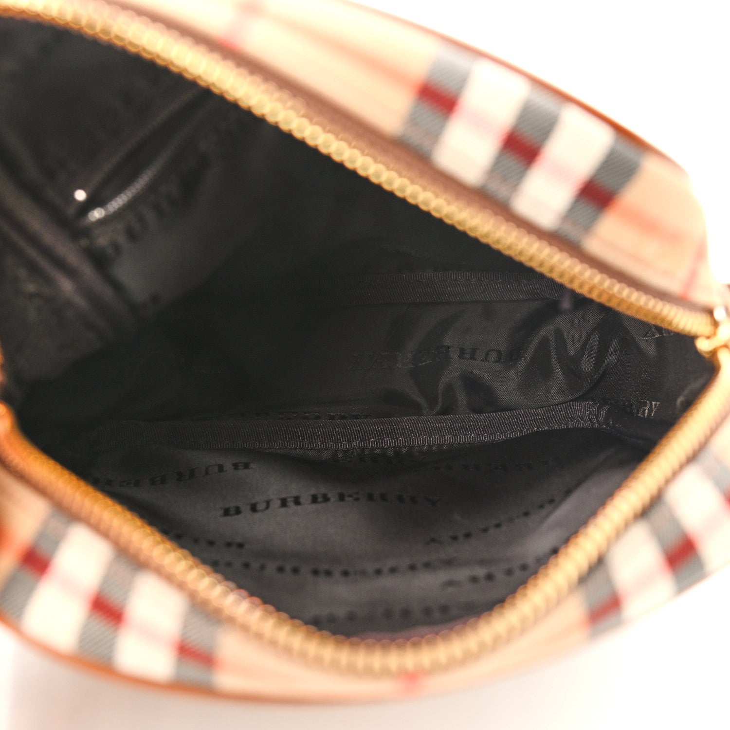 Burberry Calfskin Haymarket Check Crossbody Bag Brown 5 of 12