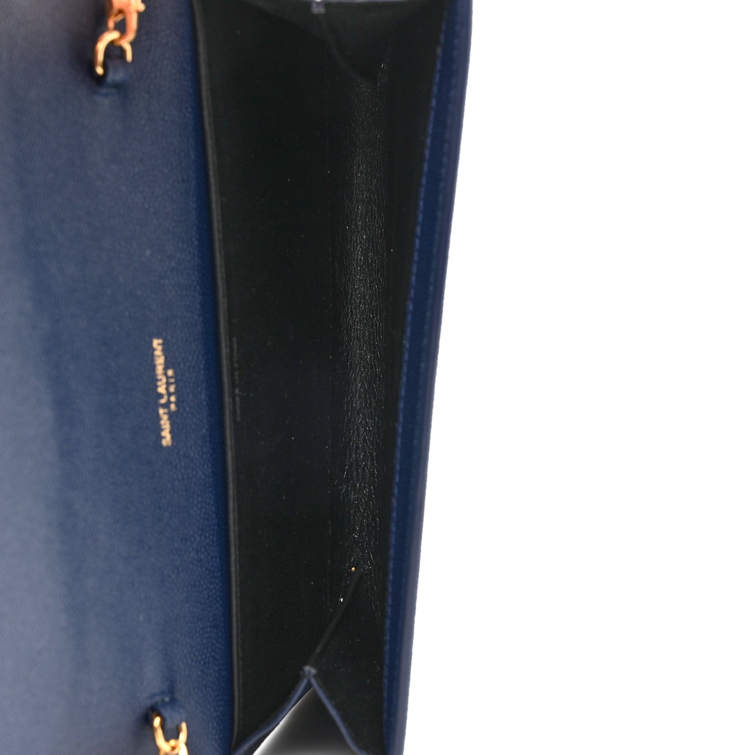 Saint Laurent Grain De Poudre Monogram Uptown Chain Wallet Blue Charron 5 of 8