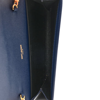 Saint Laurent Grain De Poudre Monogram Uptown Chain Wallet Blue Charron 5 of 8