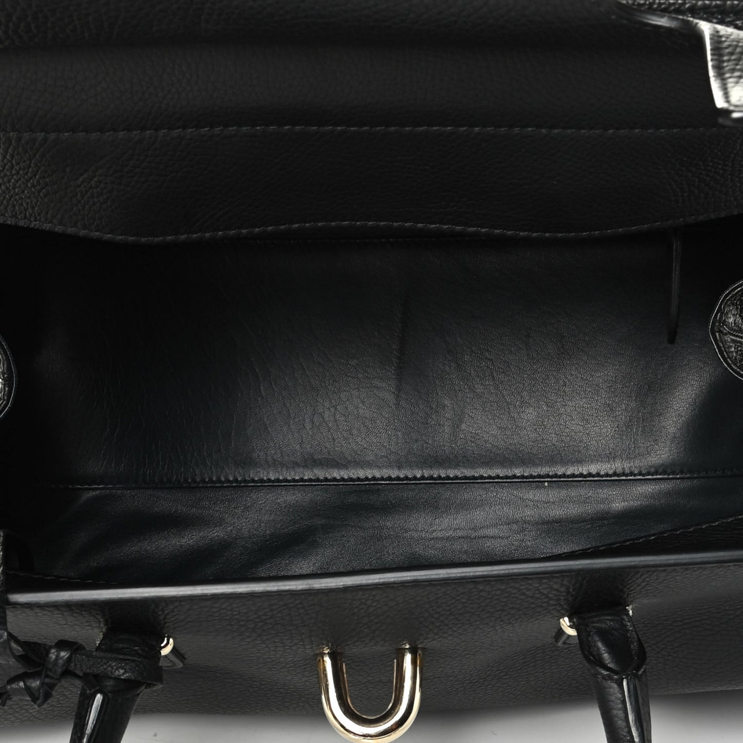Grained Calfskin M Tube Round Tote Black